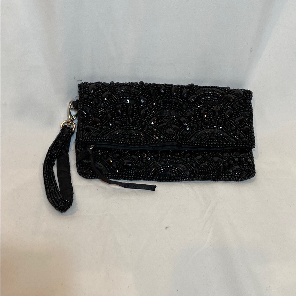Elegant Black Beaded Clutch